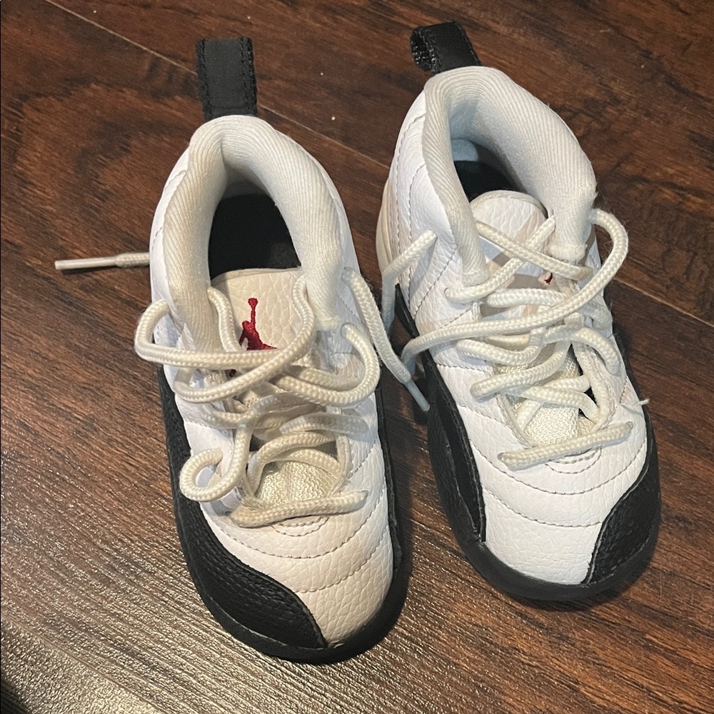 Jordan Kids White and Black Sneakers with Red Accent
